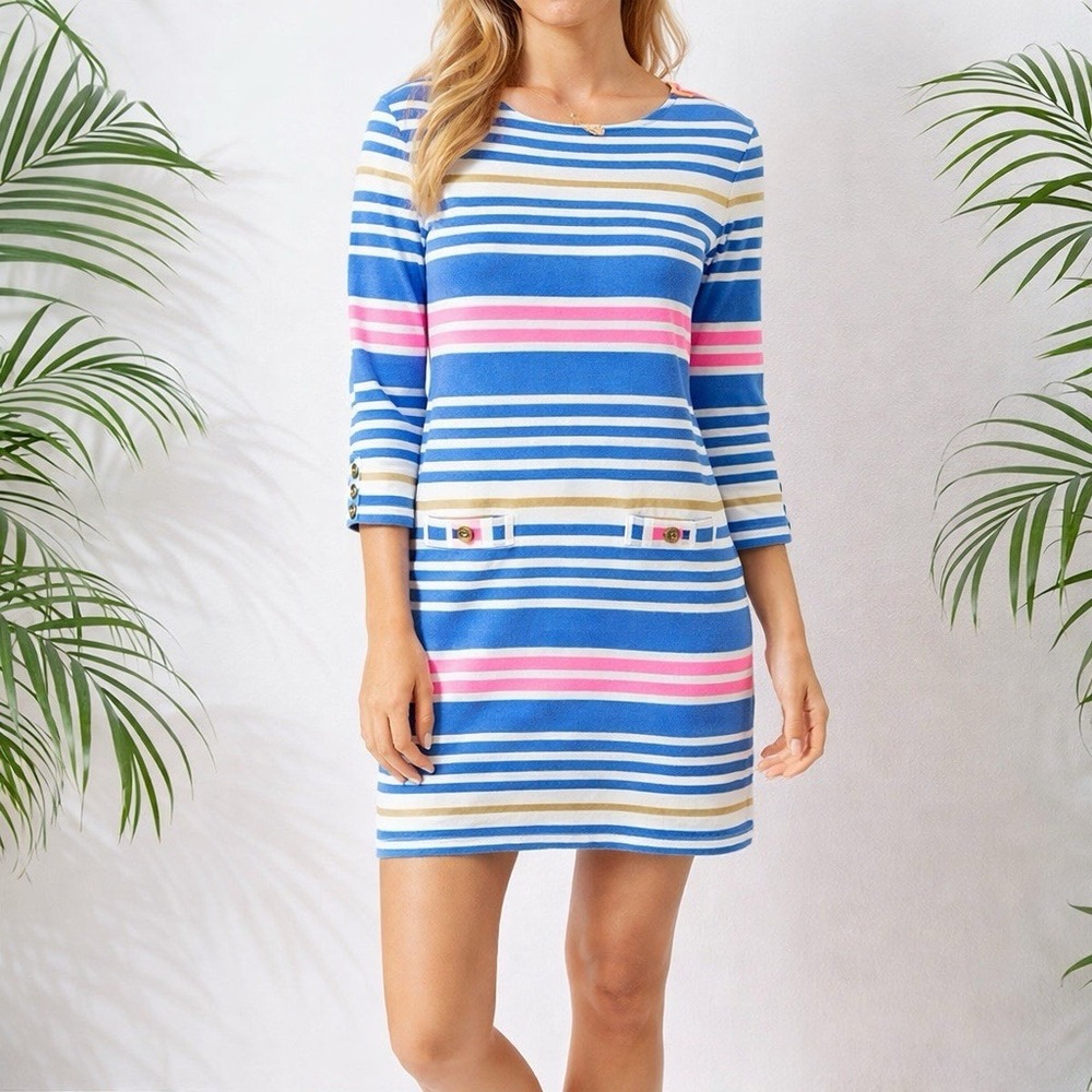 Lilly Pulitzer Lena Shift Dress XS Tiki Stripe Preppy Nautical Mod
